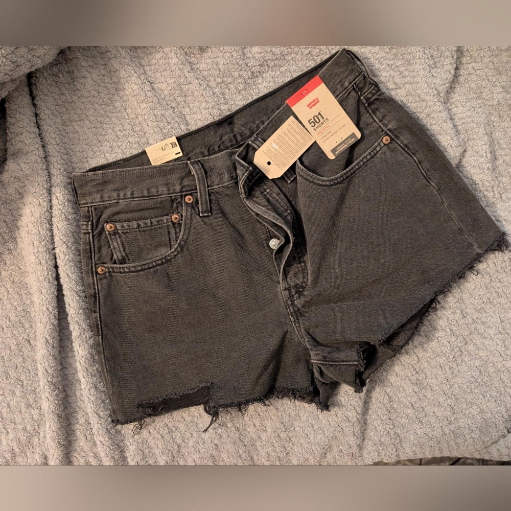 NWT Levi's Black Distressed Jean Shorts